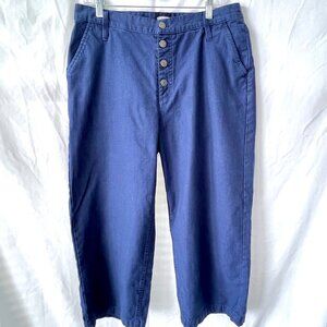 J Crew Wide-Leg Pants, 100% Cotton, Navy, Size 31, Excellent Condition!